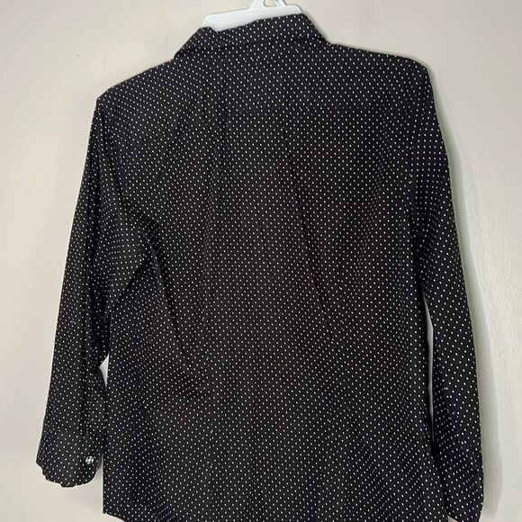 Chaps polkadot blouse button up down shirt top - Picture 8 of 9